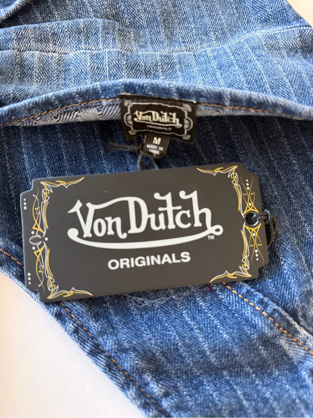 Von Dutch Blue Denim Halter Crop Top - Picture 7 of 7
